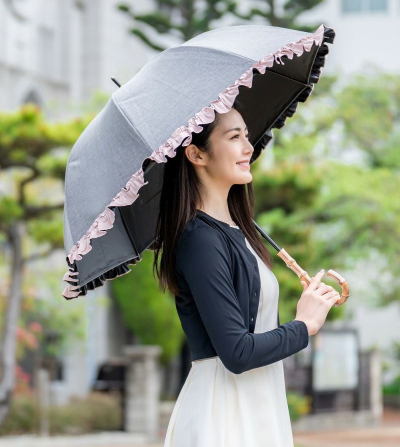 ロサブラン 日傘 晴雨兼用 ショートサイズ50cm ネイビー×アイボリー - 小物