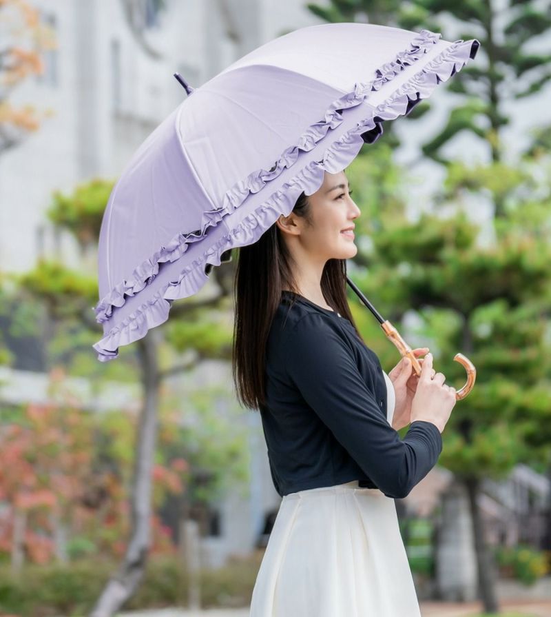 ケイトスペード 1級遮光 晴雨兼用傘 長傘 日傘 フリル ピンク 最前線の 