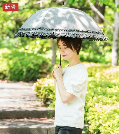ロサブラン　日傘　晴雨兼用　ダブルフリル　ショート　ダンガリー 楽天市場】100％ 完全遮光 日傘 レディース 遮熱晴雨兼用 涼感