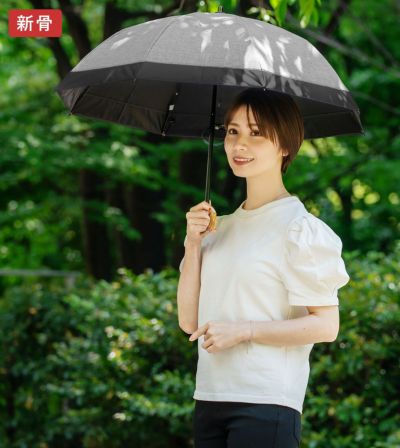 芦屋ロサブラン　日傘　2段折り コンビ ダンガリー 曲がり竹手元 2段折り コンビ ダンガリー 曲がり竹手元 | 芦屋ロサブラン