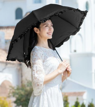 新品、未使用品 芦屋ロサブラン 日傘 完全遮光 折りたたみ 2段 シングルフリル 2段折り フリル | 芦屋ロサブラン