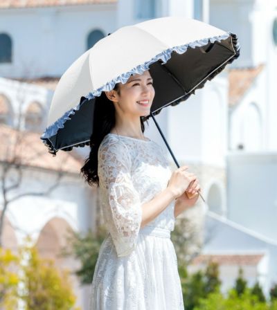 美品未使用 芦屋ロサブラン 日傘 2段ショートフリル付き 2段折り フリル | 芦屋ロサブラン