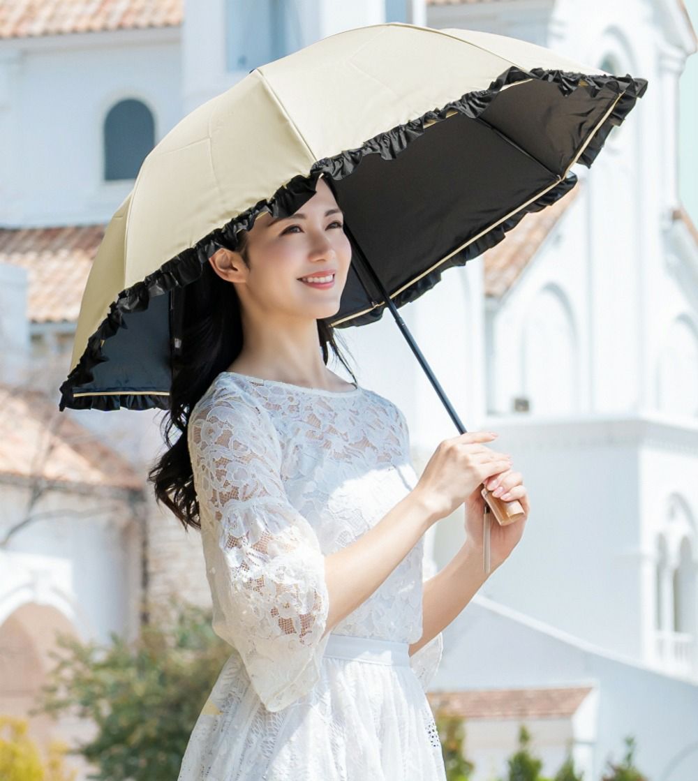芦屋ロサブラン 日傘 2段 コンビ 50cm 曲がり手元 (袋なし)（楽天市場 
