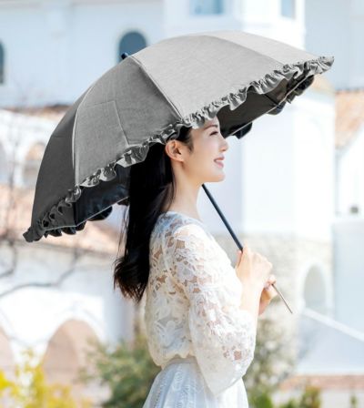 【芦屋ロサブラン】折りたたみ日傘【ダンガリーグレー】 ロサブラン 日傘 完全遮光 折りたたみ uv 晴雨兼用 軽量 2段