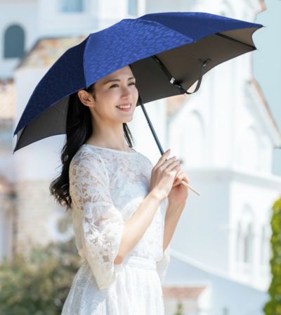 【定価20,680円】芦屋ロサブラン 2段折り（晴雨兼用）レオパード柄 ネイビー 3段折り レオパード | 芦屋ロサブラン